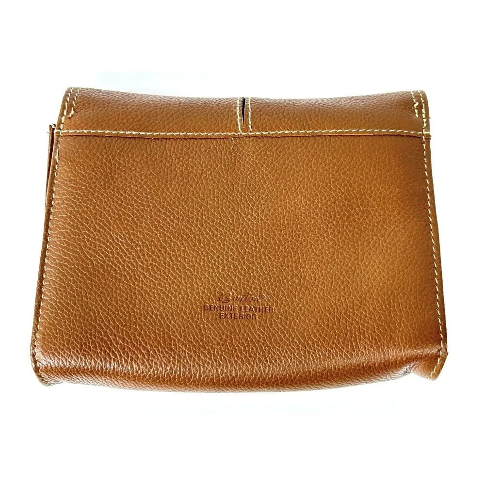 Buxton Wallet Womens Camel Med Coin Mirror CC Holder Retro Insert Pebbled VTG A+